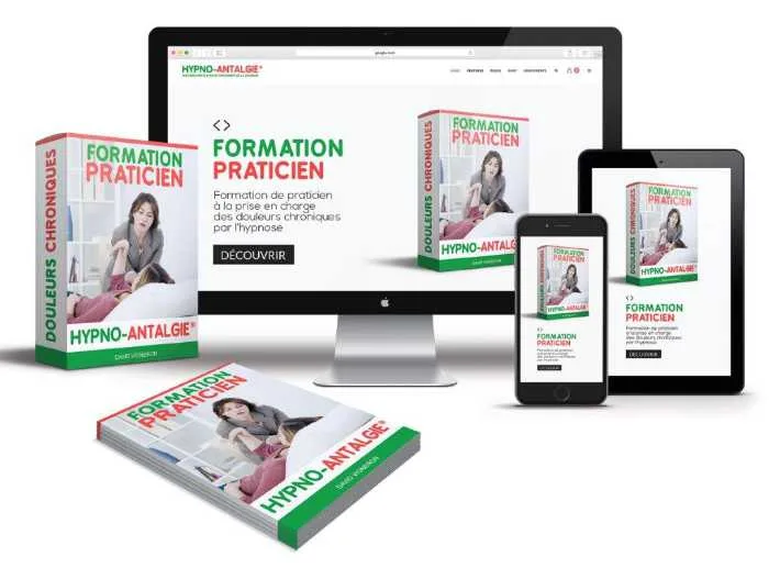 Coffret et écrans de la formation de praticien en hypno-antalgie des douleurs chroniques